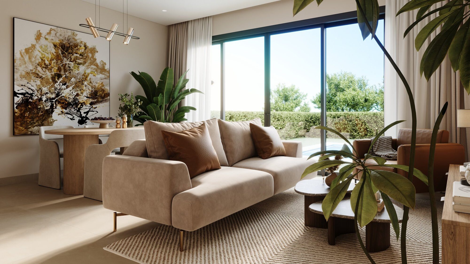 White Lotus living and dining visualization